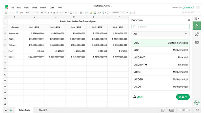 Zoho Sheets 